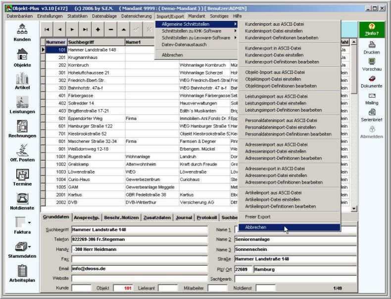 Import- / Export-Schnittstellen